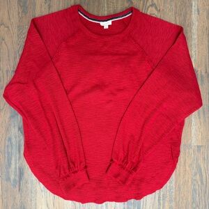 NWOT - Pilcro Ruffled Raglan Thermal Red Long Sleeve Top
